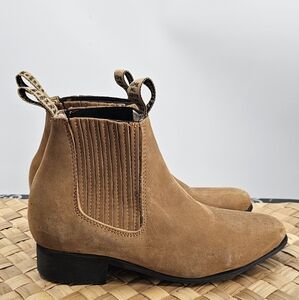 El Prieto Tan Suede Western Boots Size 8